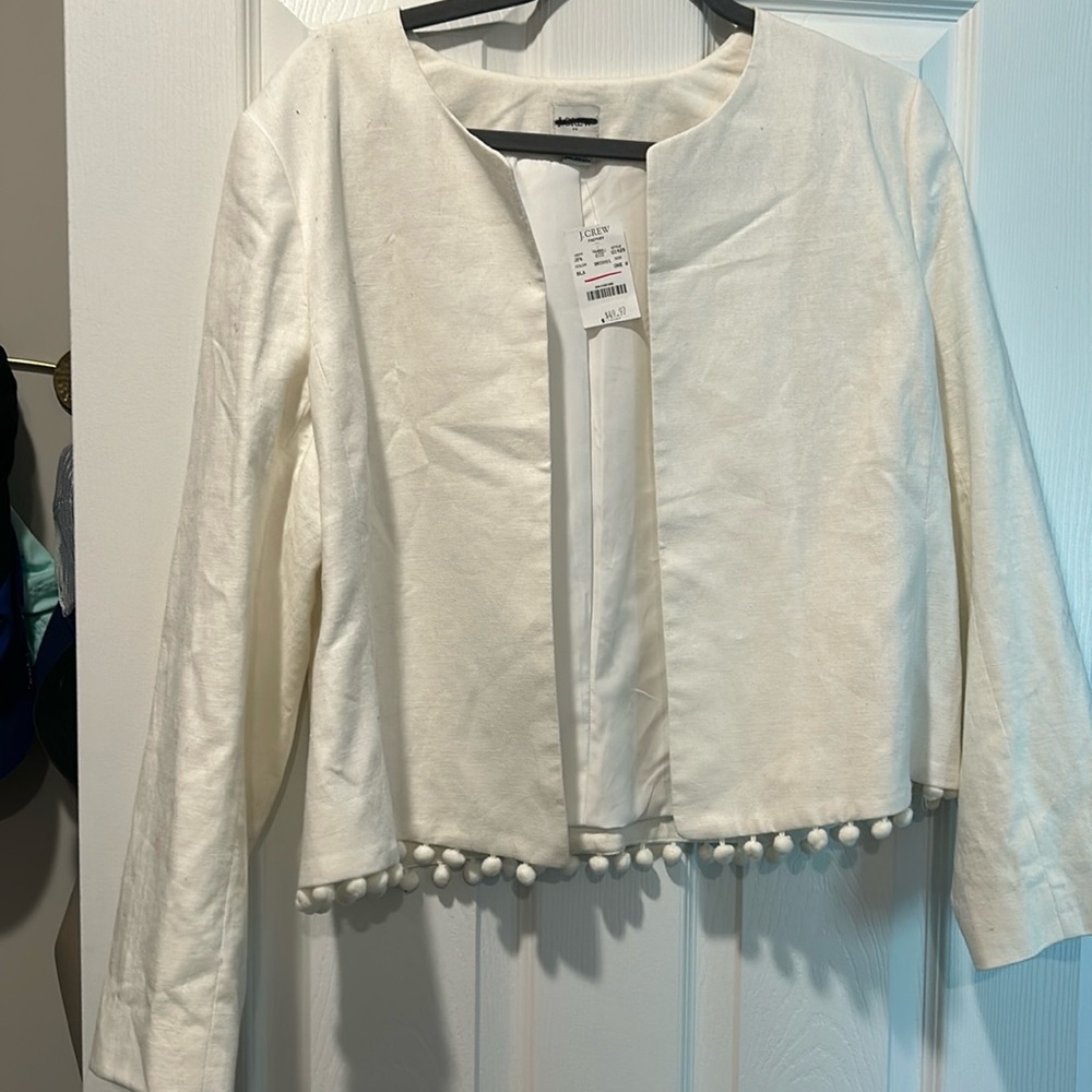 J. Crew Factory Linen White Blazer